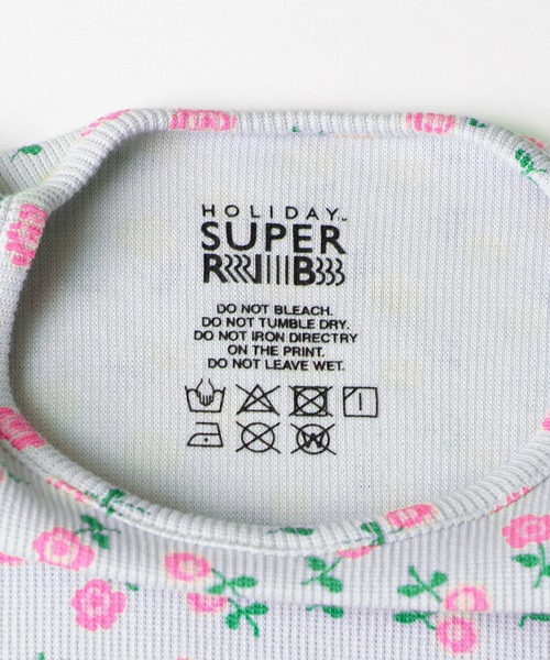 SUPER RIB PADDED SHOULDER CREW-NECK L/S TOPS (FLOWER) スーパーリブ