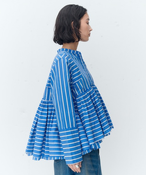 Curensology(カレンソロジー)/ストライプレイヤードギャザーブラウス