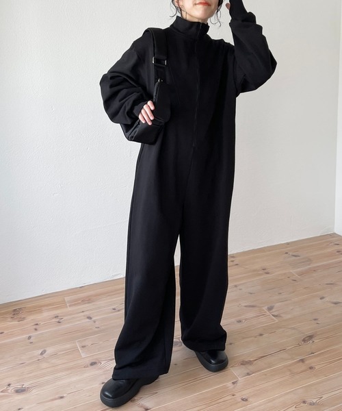 セール】high neck half zip up sweat all in one / ハイネックハーフ