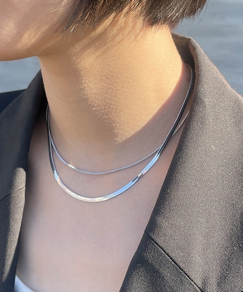 金属アレルギー対応 スクエアチェーン ネックレス レディース