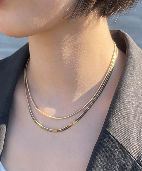 金属アレルギー対応 スクエアチェーン ネックレス レディース