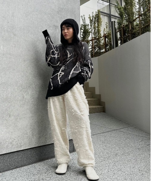 Ameri（アメリ）の「NUANCE BODY LINE LOOSE KNIT TOP（ニット