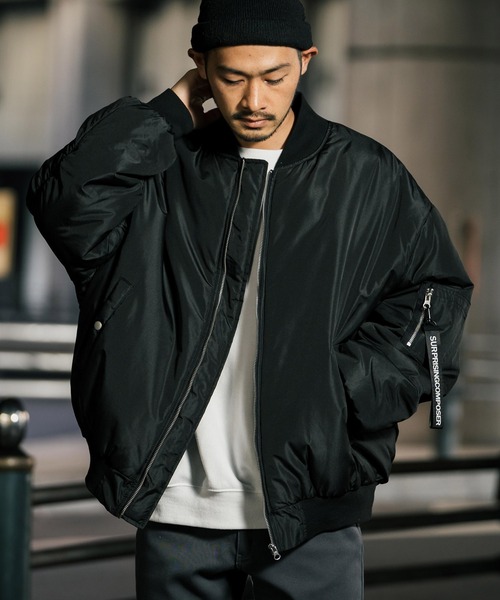 オーバーサイズ 中綿MA-1 ミリタリーフライトジャケット ドロップ