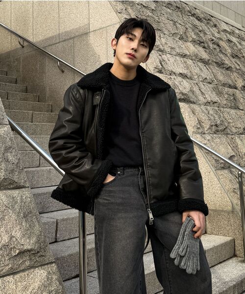 セール】8226 ヴィンテージコーティングレザーウールシアリング