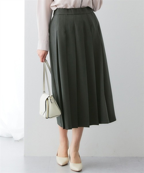 セール】ウール調プリーツスカート（しわになりにくい・洗濯機OK