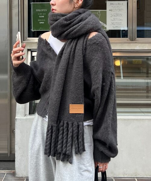 セール】【前後2WAY】モヘア起毛パフカーディガン（カーディガン