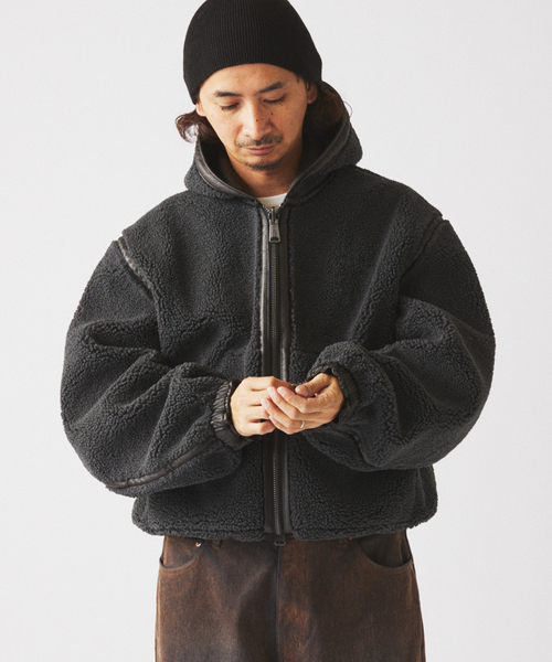 フェイクムートン リバーシブル フーディ ブルゾン（その他アウター