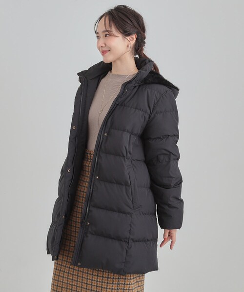 洗濯機可/撥水】フェイクファーフード ロングダウン（ダウンジャケット