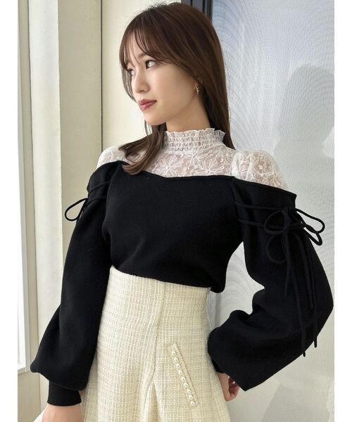 セール】オフショルドッキングシアートップス（ニット/セーター