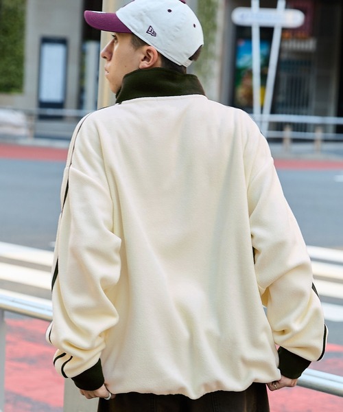 CODDERR】配色 ロゴ刺繍フリースアノラックハーフジッププルオーバー