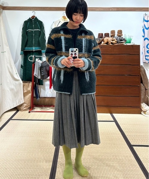 透明な空気のチェックジップニット（ニット/セーター）｜PAMM（パム