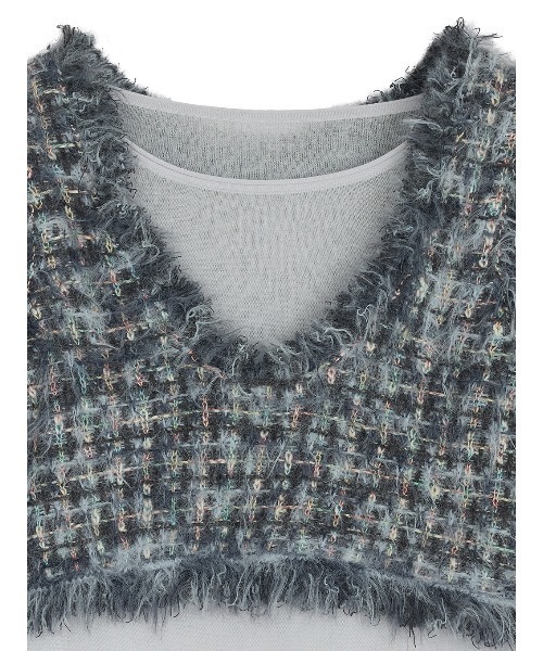 セール】TWEED FRINGE KNIT TOPS（ニット/セーター）｜Ameri（アメリ