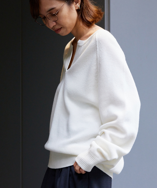 セール】ミドルゲージ天竺ヘンリープルオーバー（ニット/セーター