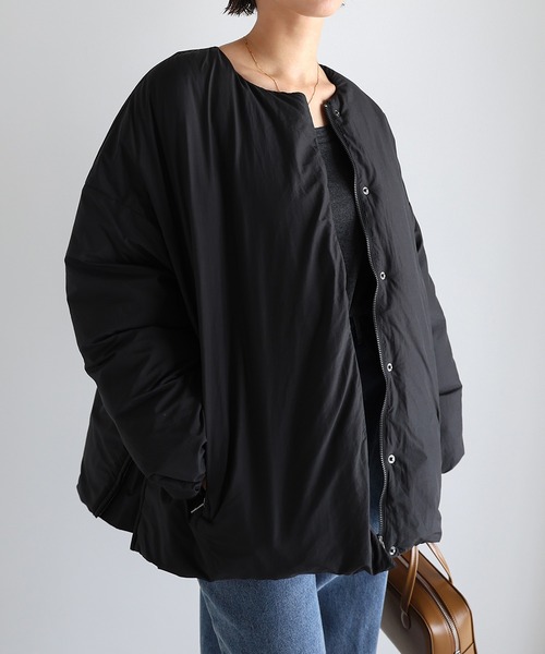 ノーカラーサイドジップダウンジャケット（ダウンジャケット/コート