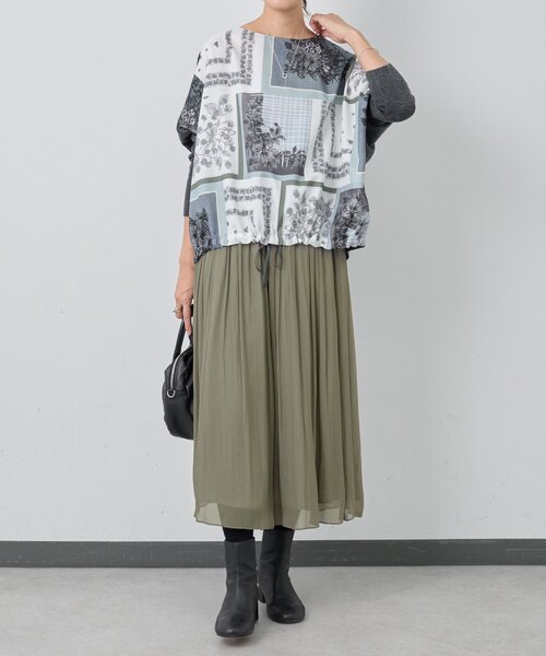 セール】スカーフパッチワークプリントニット（ニット/セーター