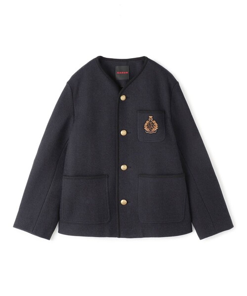 CABaN ウールコットンダブルフェイス カラーレスジャケット（ノー
