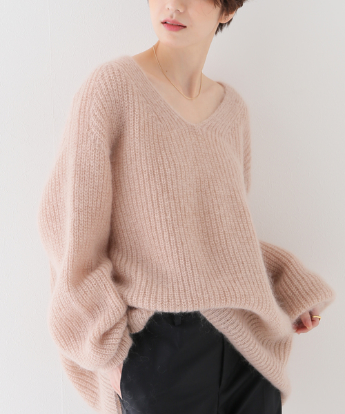 plage（プラージュ）の「キッドモヘヤ カタアゼVネックプルオーバー