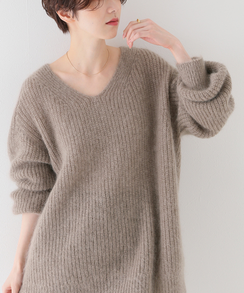plage（プラージュ）の「キッドモヘヤ カタアゼVネックプルオーバー