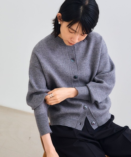 洗える・タンブル乾燥可》クルーネックニットカーディガン【CROSS