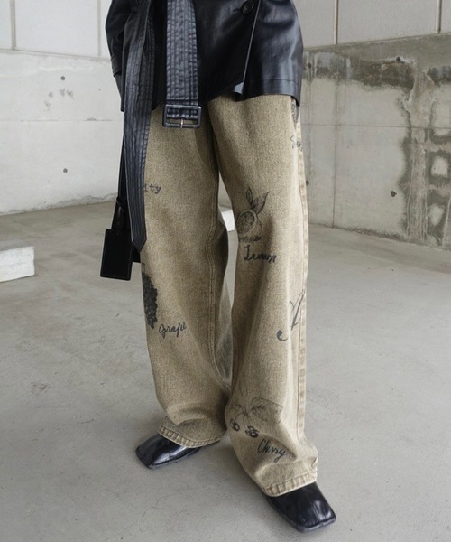 セール】PAINT MOTIF PRINT DENIM PANTS（デニムパンツ）｜Ameri