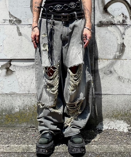Never mind the XU】damage denim pants / 【ネバーマインド ザ