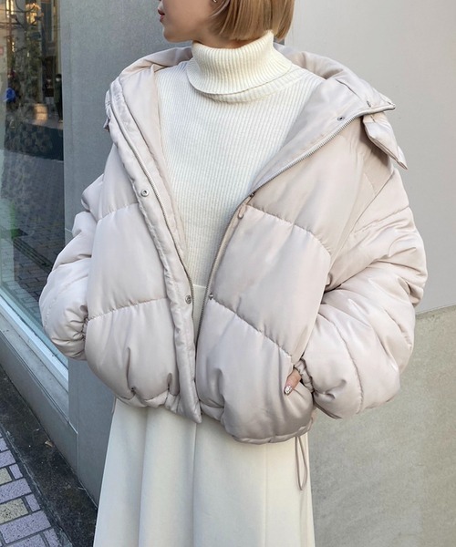 セール】【フードの取り外し可能】ショートフェイクダウンジャケット