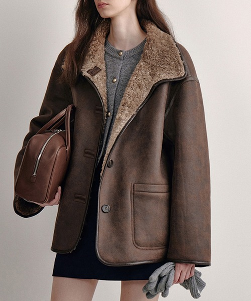 合皮パイピング ムートンジャケット FD24W262【Fano Studios