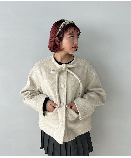 リボンタイ ショートウールコート FQ24W101【Fano Studios