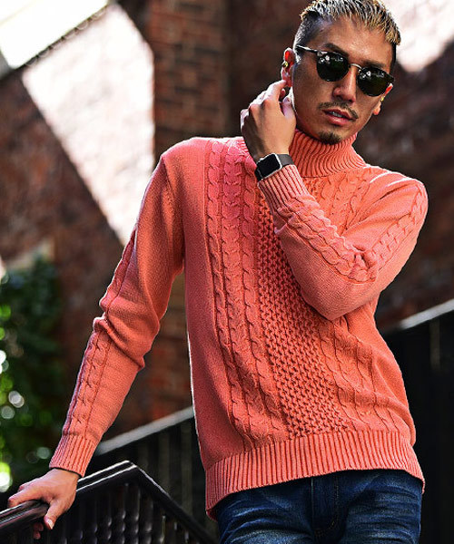 硫化染めタートルネックニット メンズ トップス ニット サーフ（ニット