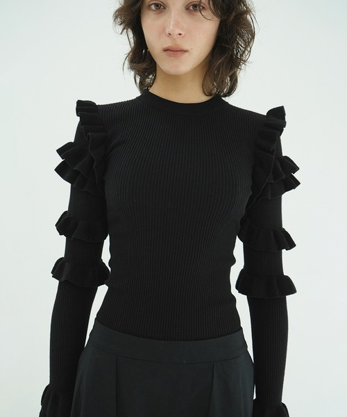 FRILL SLEEVE KNIT TOPS（ニット/セーター）｜CLANE（クラネ）の
