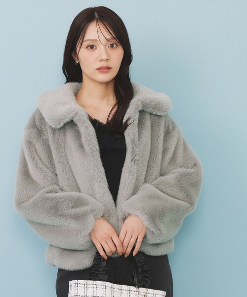 セール】エコファーショートコート【洗える】（ステンカラーコート