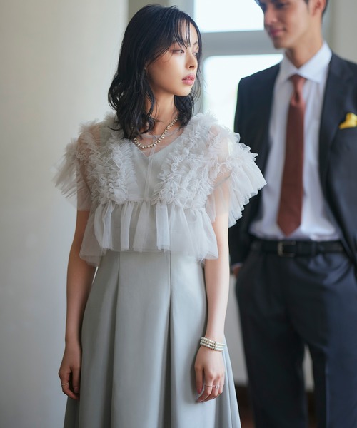 セール】オケージョンドレス 結婚式 ｜ フリルチュールシアーTOPS＆