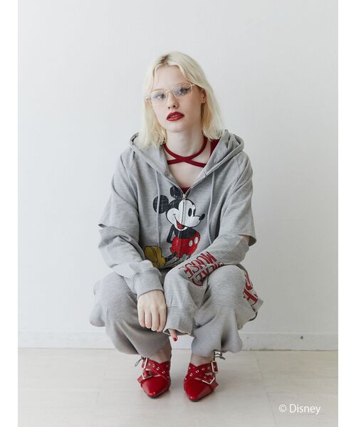 セール】【ミッキー＆ミニー】ダブルZIPスリットフーディ
