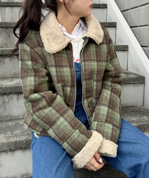 セール】裏ボアチェック柄ブルゾン（ブルゾン）｜SOLLON.（ソルロン