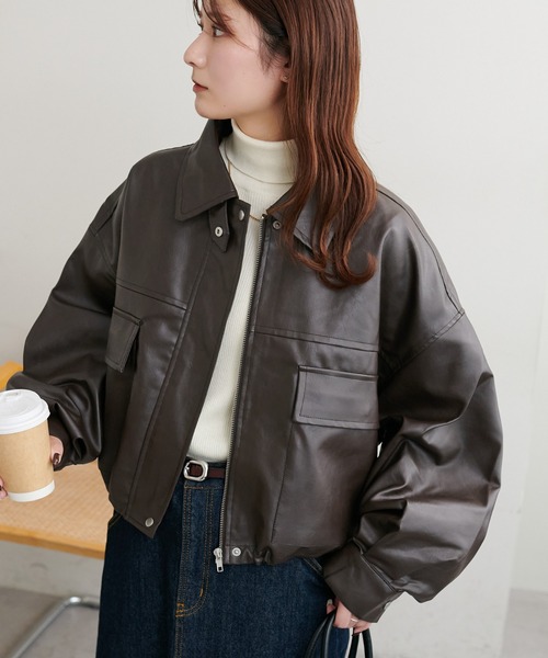 セール】【新色追加!/WEB限定】2WAYフェイクレザーブルゾン（ブルゾン