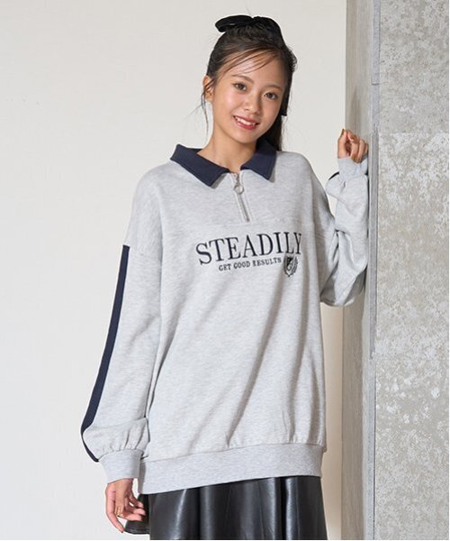 セール】【LTXC】【吸水速乾／さらさら】ハーフジップルーズトレーナー