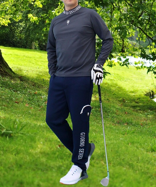 セール】モックネックシャツ ゴルフウェア 長袖 高周波ロゴ ポロシャツ