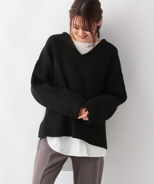 セール】洗えるセーラーカラーニットプルオーバー/215621（ニット