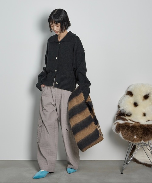 セール】【サステナブル】ハート釦襟付きニットカーディガン