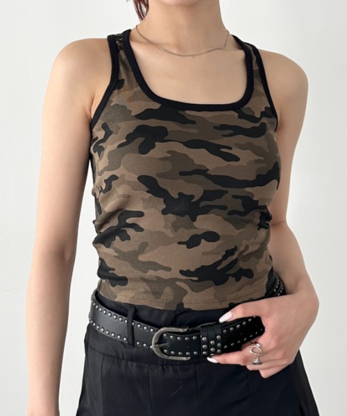 セール】カップ付き迷彩柄タンクトップ（タンクトップ）｜Bamm（バム