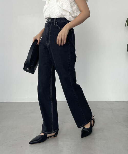 新色追加/ライトブルー】13ozハイウエストストレートデニム（デニム