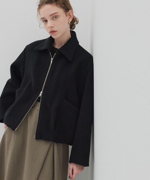 完売間近】ウールジップタックショートコート（ブルゾン）｜PUBLIC