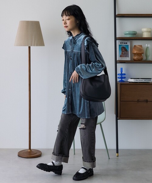 セール】ラメベロアチュニック / フリルブラウス（シャツ/ブラウス