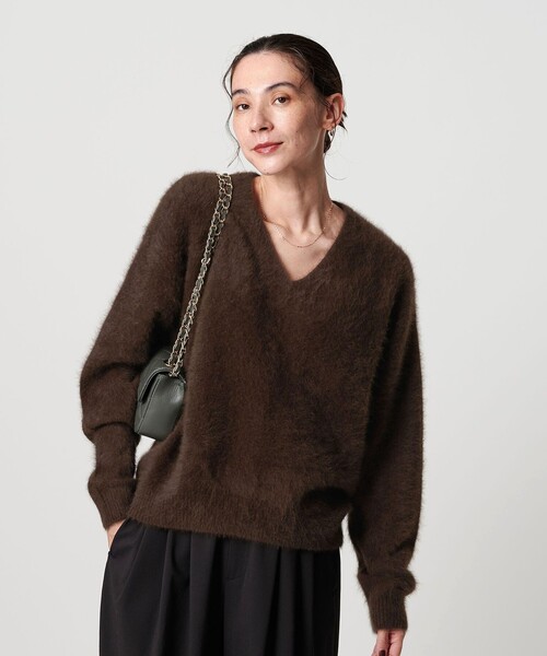 セール】フォックスカシミヤブレンド Vネックニットプルオーバー