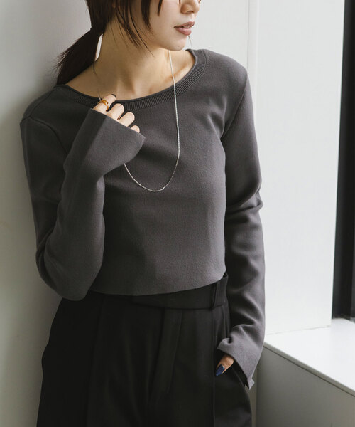 Noble（ノーブル）の「2wayスムースクロップドニット（ニット/セーター