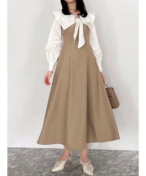 セール】スカーフリボンフレアワンピース（ワンピース）｜dazzlin