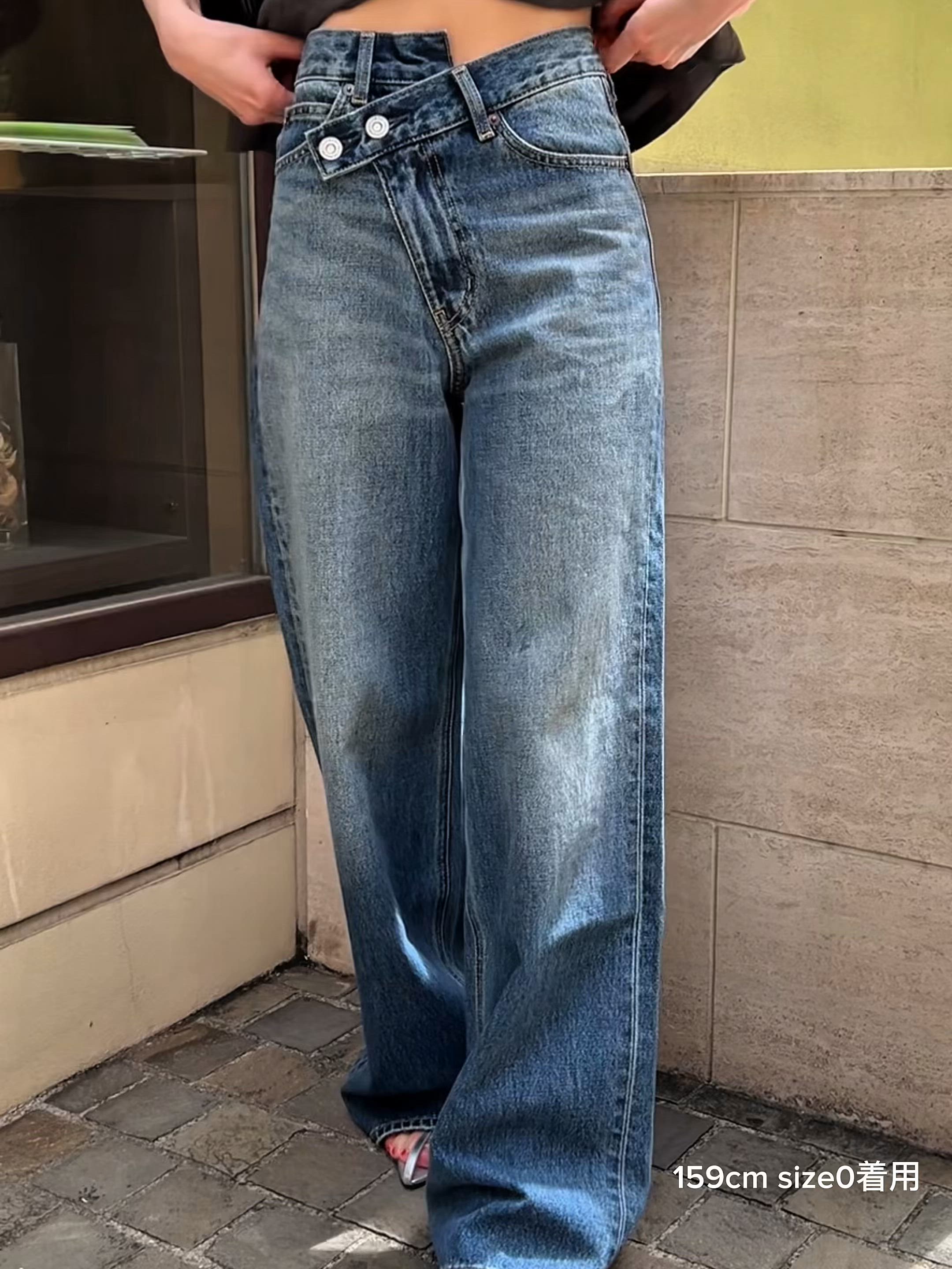 CROSS WAIST WIDE STRAIGHT/クロスウエストワイドストレートデニム