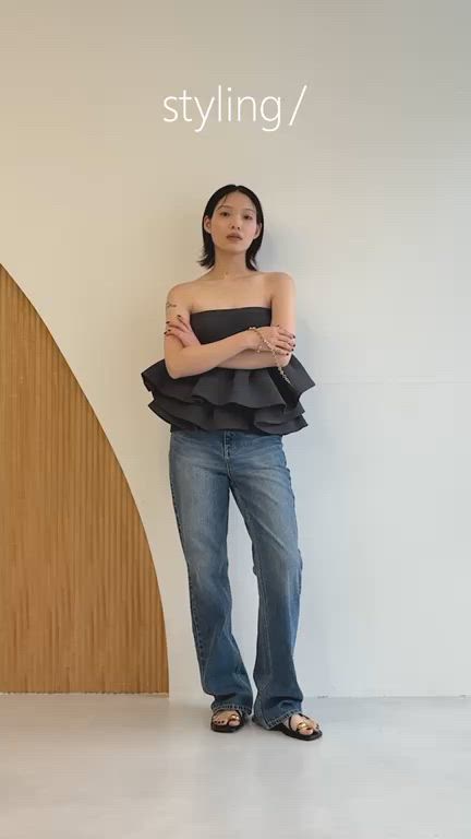 セール】ラッフルニットベアトップ（ニット/セーター）｜styling