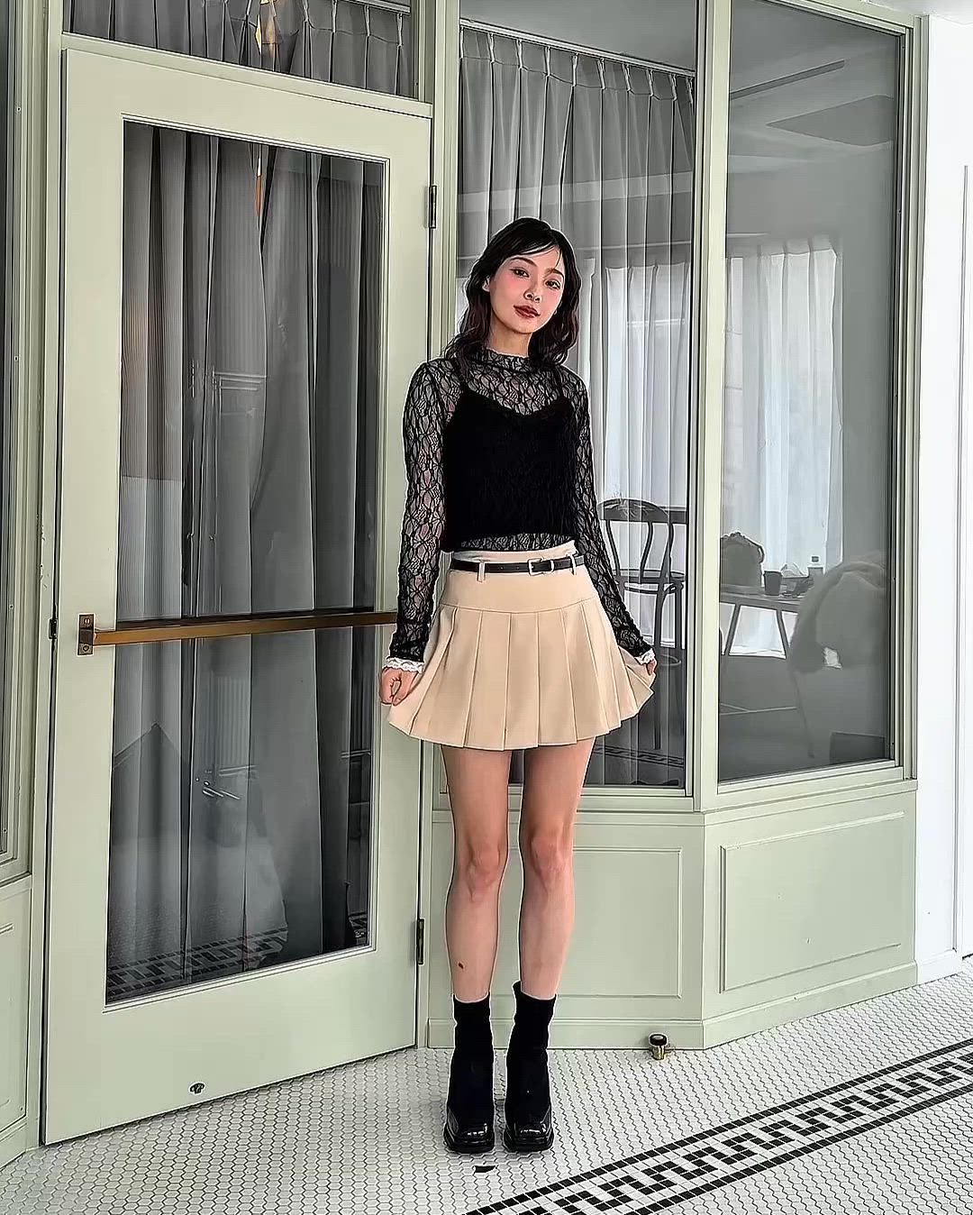 配色レーストップス（Tシャツ/カットソー）｜Lallana（ララーナ）の