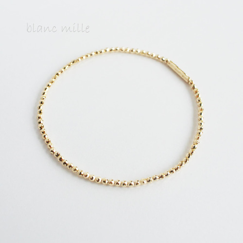 No.b-tmb2○*K18キラキラビーズ ゴム通しブレスレット○*18金無垢